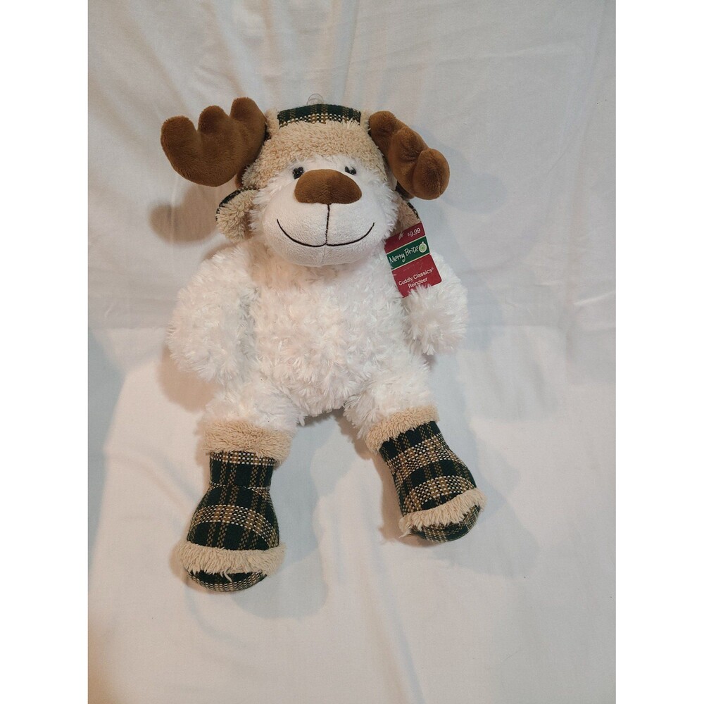Merry Brite Cuddly Classics White Reindeer Plush